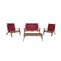 Set Da Esterno Pieghevole Eurogarden "primavera" In Legno Di Acacia Bordeaux 4 Sedute E Tavolino