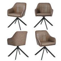360° Swivel Dining Chairs With Ergonomic Backrest, Double Extra-thick Seat And Sturdy Metal Base - Set Of 4 - Mocha Brown