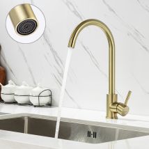 Lonheo Wasserhahn Küche Armatur Gold, 360° Drehbar Hochdruck Küchenarmatur Einhebelmischer Edelstahl Küche Mischbatterie Für Spülbecken
