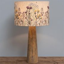 Lampe À Poser Fleurs Brodées Wildflower Bois De Manguier 54x28cm