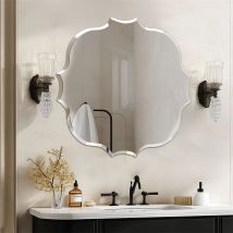Luvodi - Espejo De Baño De Pared Biselado Decorativo Sin Marco, Espejo Minimalista Ovalado De Vidrio Plateado Para Comedor Salón Entrada Pasillo, 