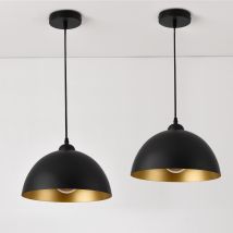 Set De 2x Lámpara Colgante Toulon - 145 X Ø 30 Cm - E27 - 60w - Metal - Negro Y Oro [ Lux.pro
