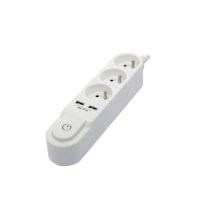 Chacon Ciabatta Multipresa Con Interruttore 3 Prese 16 A E 2 Porte Usb 2 A, Cavo 1,5 M Bianco