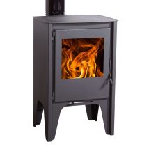 PANADERO Kaminofen Holzofen Frankfurt – 7,4 kW Nennwärmeleistung – 91 % Wirkungsgrad – Energieeffizienzklasse A+ – Grau – 270 m³ Heizvolumen