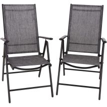 Phivilla - Garden Chairs Folding Patio Outdoor Dining Chairs Set Of 2 Stackable Bistro Deck Chairs For Garden Backyard Lawn Grey