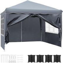 Liferun Tonnelle Jardin Pliable 3 X 3 M,imperméable,stable,résistante À L'Hiver,tente Jardin Pliable,tente Fête Pop-up,tente Tonnelle Pliante Avec 4 
