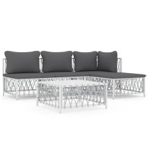 Maison Exclusive - 5-tlg. Garten-lounge-set Mit Kissen Weiß Stahl