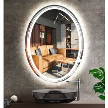 Luvodi - Oval Badspiegel Mit Beleuchtung 60x80 Cm, Led Wandspiegel Beleuchtet Mit 3 Touchschalter Antibeschlag Dimmbar