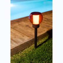 Lanterne Solaire Effet Flamme Naturelle 12 Led Smd Ambrée Ø 10,5cm H41cm