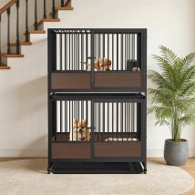 Large Cat Cage Heavy Duty Metal Enclosure Playpen Kennel For Cats And Small Dogs, 2 Tiers