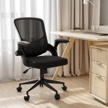 Naspaluro - Office Chair Ergonomic Desk Chairs 120° Rocking Mesh - Mid-back Computer Chair With Flip-up Armrests - Black