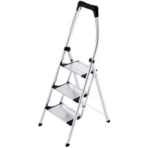 Hailo – Scaletta pieghevole 3 gradini – Acciaio antiscivolo, Parapetto in alluminio – Facile installazione
