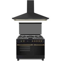 Solthermic Combo Pack Cocina Gas F9lt50g2 Portabombona Negra Rãšstica + Campana Decorativa H90pr