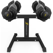 Strongology Urban25 Grey Adjustable Dumbbell Pair With Free Durable Steel Adjustable Urban25 Dumbbell Floor Stand