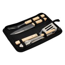 Utensili Da Barbecue In Legno E Custodia In Tela Neka