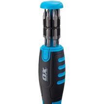 Ox Tools P361501 Pro Heavy Duty Multibit Ratchet Screwdriver, Bleu