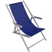 Aluminium Lido Et Chaise De Terrasse De Plage De Textilene Avec Accoudoirs Réglables En 3 Positions De Ketch Blue - Blue