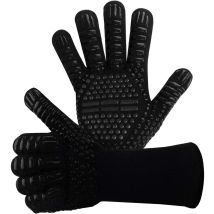 Rutschfeste Silikon-grillhandschuhe En407 Für Grill, Backofen, Hitzebeständige Kochhandschuhe, Kaminhandschuhe, Kaminhandschuhe Bis 800°c (schwarz)