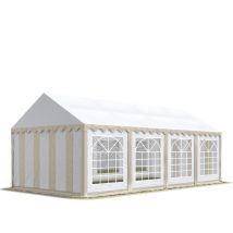 Toolport Carpa Para Fiestas Carpa De Fiesta 4x8 M Carpa De Pabellón De Jardín Lona Pvc 700 N En Beige-blanco Impermeable