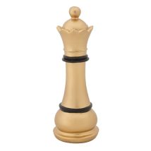 Pedina Scacchi Regina Decorativa In Poliresina Per Decorazioni Ambienti -nero E Oro
