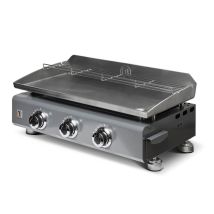Brasero – Plancha À Gaz 3 Feux Inox 7,5 Kw – Plaque Inox 5 Mm – Surface De Cuisson 67 X 34 Cm – Cuisson Homogène Pour 8 À 10 Convives