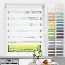 Day And Night Roller Blind, No Drilling Required, Easy To Install With Clips For Windows Or Doors, 45w X 150l Cm, White