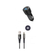Cargador USB de Coche Thomson 60W – Cable USB-A a USB-C 1.5m – Carga Rápida para Smartphones y Tablets