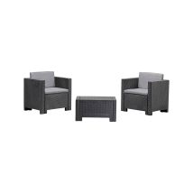 Dmora - Set Salotto Da Esterno Camini, Salottino Outdoor, Set Da Balcone O Giardino, Composizione Soggiorno Per Esterni, Made In Italy, Antracite