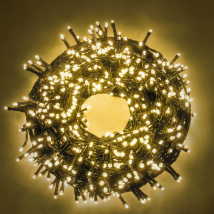 Chaine A' Cordes Luccika Home Se'rie 50 Mt De 1000 Lumie'res De Sapin De Noel A' Led Blanc Chaud 31v Cable Vert Avec 8 Jeux De Lumie're Et Me'moire 