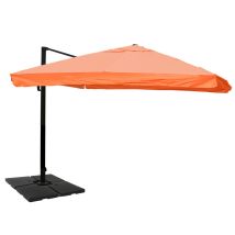 Ombrellone Parasole Decentrato Hhg-329 3x4m Alluminio Con Volante Arancione Girevole Con Base