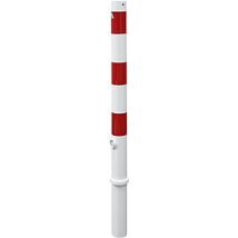 Poste barrera extraíble de acero galvanizado 1300 mm – 76 mm de diámetro – Franjas reflectantes rojas – Seguridad