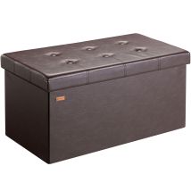 Casaria Panca Contenitore Pieghevole Similpelle Pouf Poggiapiedi Ottomana L - Marrone