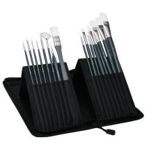 Artina - Set De Pinceles De Pintura Amsterdam. Juego De 17 Pinceles En Estuche Con Soporte Para Pinceles Ideal Para Acrílicos, Óleo Y Acuarelas 17 