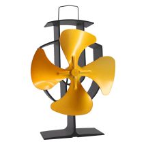 Lincsfire - Upgrade 4 Blade Heat Powered Stove Fan For Wood/log Burner Fireplace - Eco Friendly And Efficient Fan (gold)