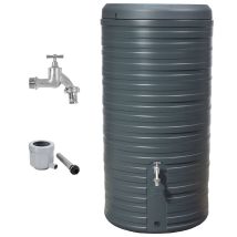 Garantia Nordic 2in1 Serbatoio Per Pioggia Set Completo 300 Litri Grigio Grafite Incl. Rubinetto Cromato E Raccordo Pluviale