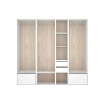 Vestidor Sofia 2 Cajones, 2 Zapateros Y Trasera Reversible En Blanco/natural, 204.5cm(alto) 218cm(ancho) 45cm(fondo).