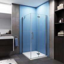 Mamparas Angular Plegable + Panel Fijo 6mm Antical 80x70x195cm