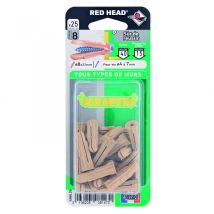 Juego De 25 Tacos Cabeza Roja, Diam.8 X L.32 Mm Red Head
