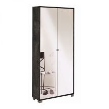 Mueble 2 Puertas Con Espejo 83l X 29p X H190 – Acabado Negro Opaco – Sarmog