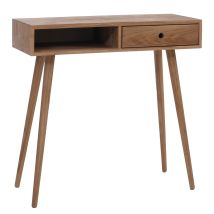 MCA Console HHG-386, table de téléphone, table d'appoint, table de rangement, tiroir en bois massif, compartiment de rangement 80 x 80 x 34 cm, chêne