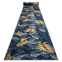 Alfombra De Pasillo Con Refuerzo De Goma Lotus Ferns 45270 Hojas Gris / Oro Lavable 100cm Grey 100x560 Cm