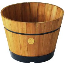 Vegtrug – Medium Barrel Planter – 100% Certified Wood – W: 46 cm, D: 46 cm, H: 34 cm – Ideal for Potted Plants