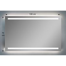 Espejo De Pared Rectangular 100x70 Cm Grosor 4 Mm Retroiluminado Con Led