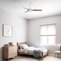 Original Mini Ventilador De Techo Blanco/roble Con Luz Ø90 Cm