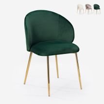 Sedia Moderna In Velluto Per Sala Da Pranzo Con Gambe Dorate Dhera - Verde