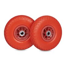 Relaxdays - Set Of 2 Hand Truck Tyres, 3.00-4", 260 X 85 Mm, Puncture-proof Solid Rubber Wheels, 20 Mm Axle, Red