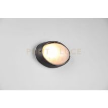 Temo Plafoniera Applique Da Esterno Ovale Fusione Di Alluminio Nera E Vetro Satinato L.21,3cm Ip44 1 Luce Attacco E27