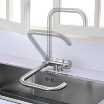 Miscelatore Da Cucina Ribaltabile Rubinetto Da Cucina Pieghevole Miscelatore Per Lavello In Acciaio Nichelato Spazzolato Bocca Girevole A 360°