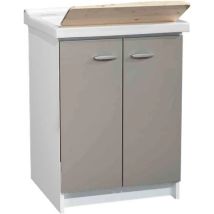 Mobile Lavatoio Marella Colore Grigio Tortora Vasca Ceramica Bianca 63x50