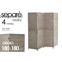 Separador Bioclimático 4 Paneles Efecto Vimini Gris 180x180